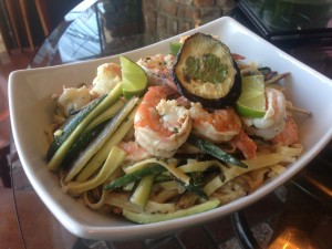 Cilantro Lime Shrimp, Ginger Cream Sauce - Aubergines and Zucchinis